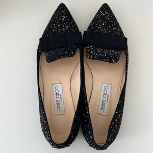 Jimmy Choo black and gold velvet flats size 38